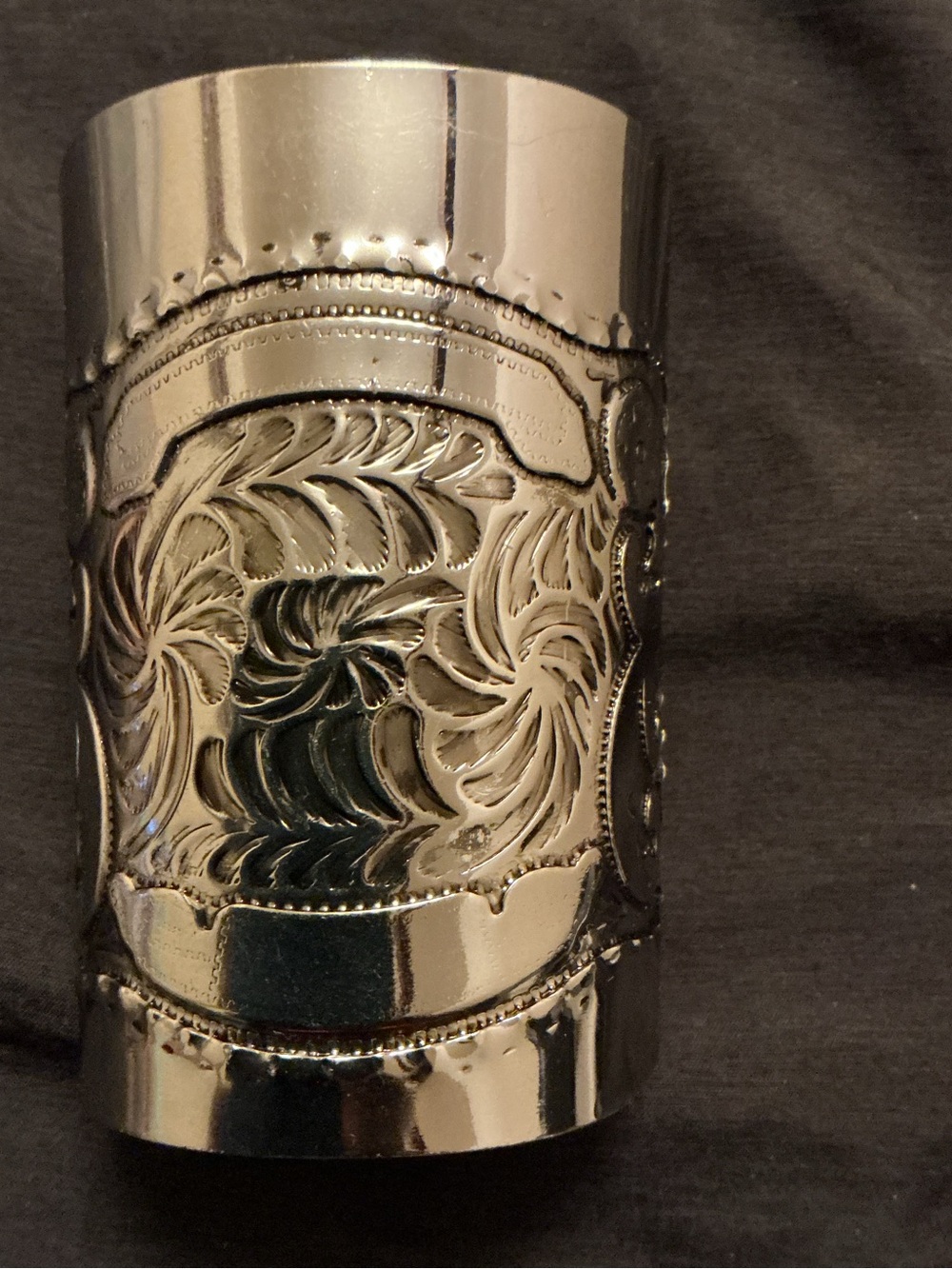 Silver Floral Engraved Wide Cuff Bracelet - Women's Statement Jewelry